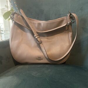 Gorgeous large gray leather coach hobo bag